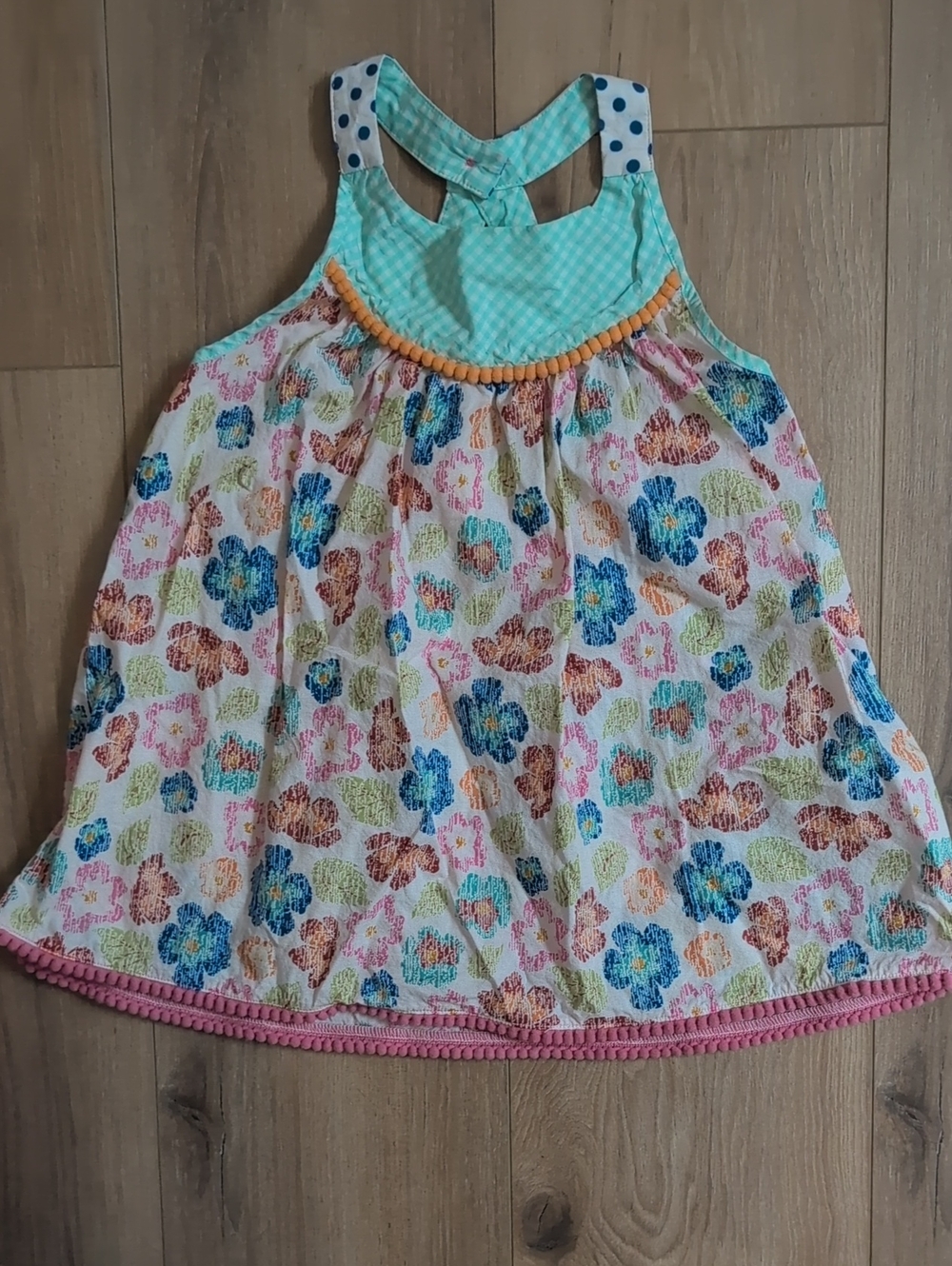 Matilda Jane Tunic Blouse. Multicolor Floral With Cute Cross Back Detail